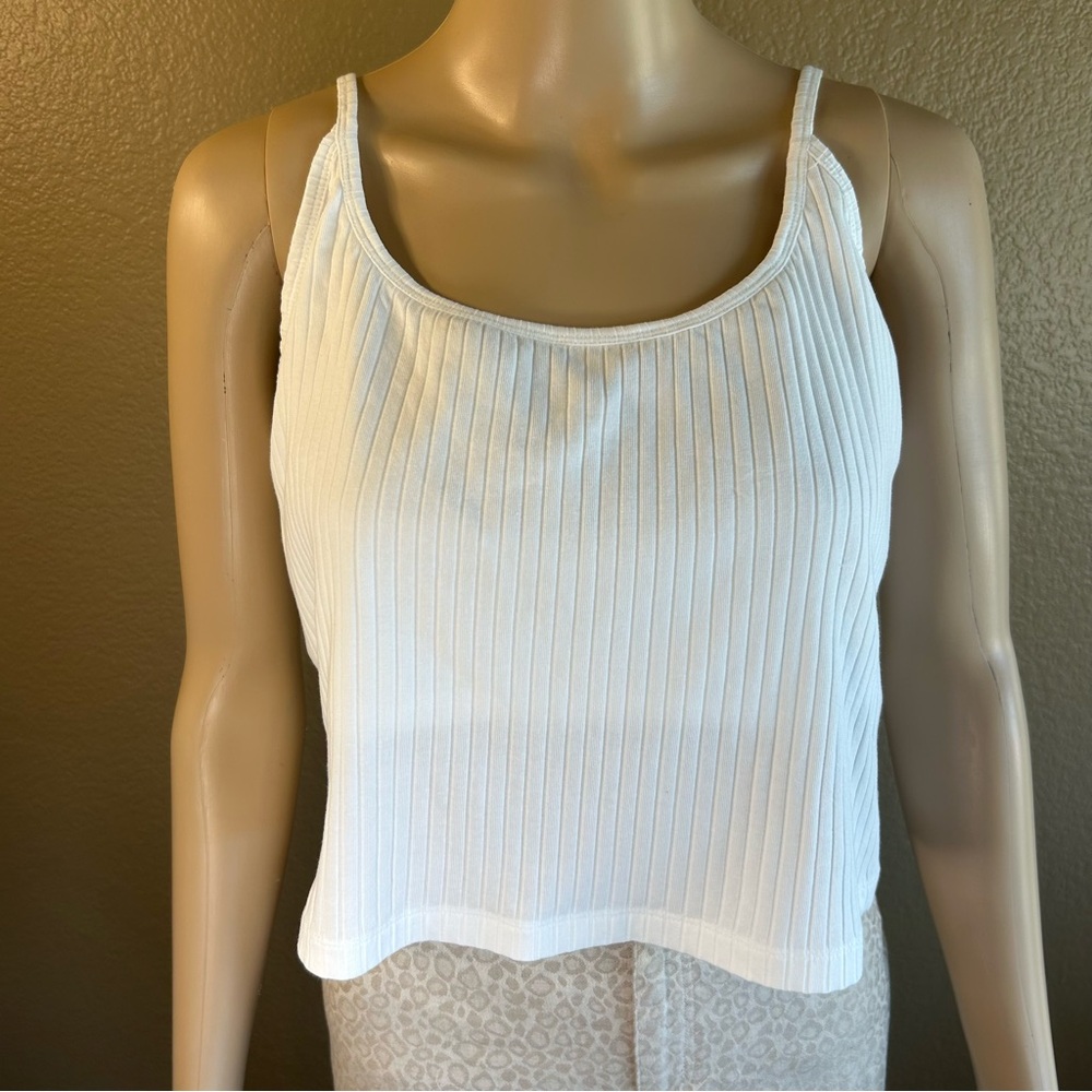 Old Navy Womens Ribbed Tank Top XL White Crop Stretch Cotton Camisole
